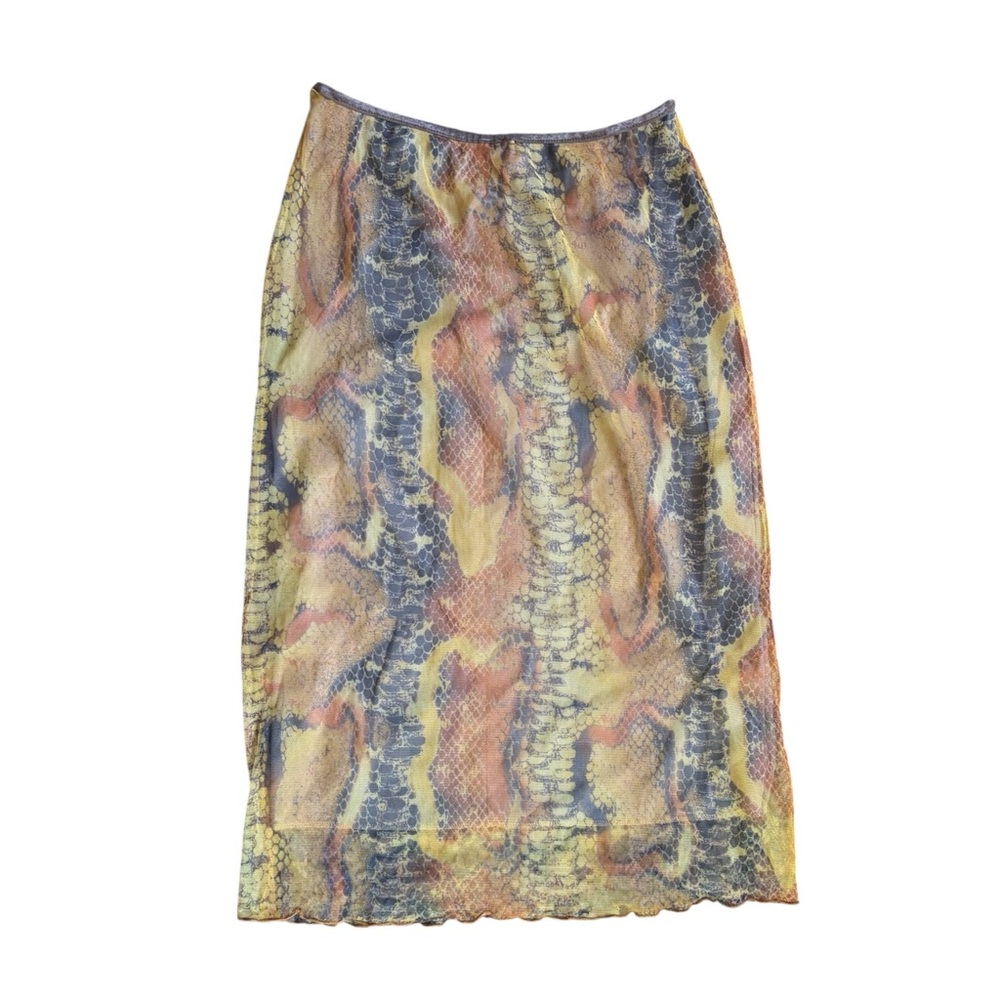 Multicolor Snake Print Midi Skirt